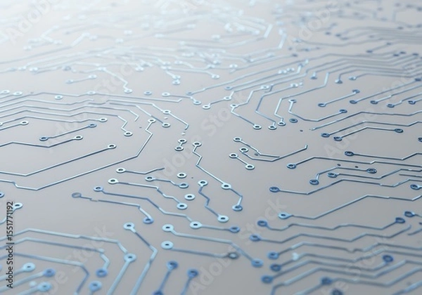 Fototapeta Close up of a blue circuit board pattern and design