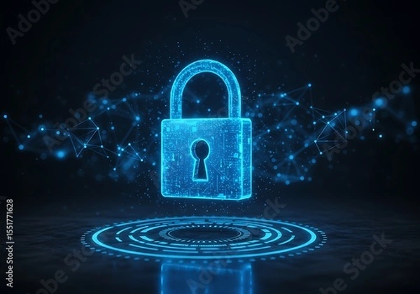 Fototapeta Digital padlock representing cybersecurity and data protection on the internet