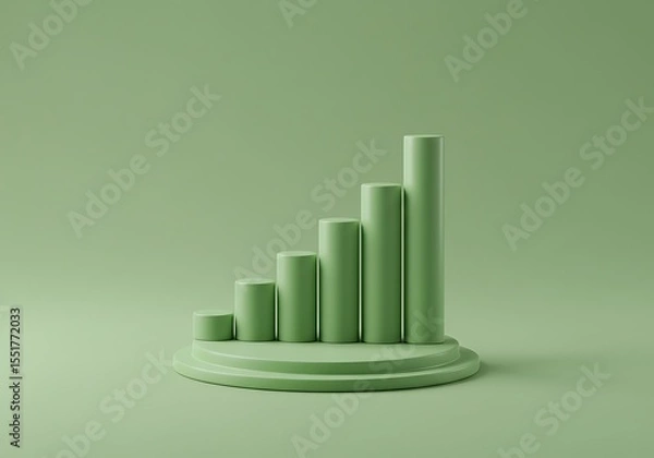 Fototapeta Green growth chart on a green background showing business success