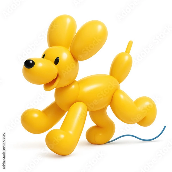 Fototapeta Playful Balloon Dog: A whimsical yellow balloon dog, joyfully prancing on a background, brings a touch of lighthearted fun to any project.
