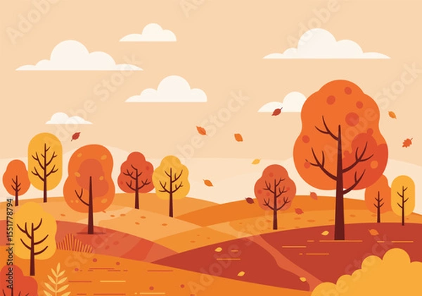 Obraz Landscape autumn season, vector illustration design