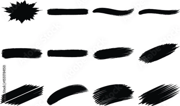 Obraz Brush strokes set for design texture grunge elements vector abstract paint stroke shapes collection