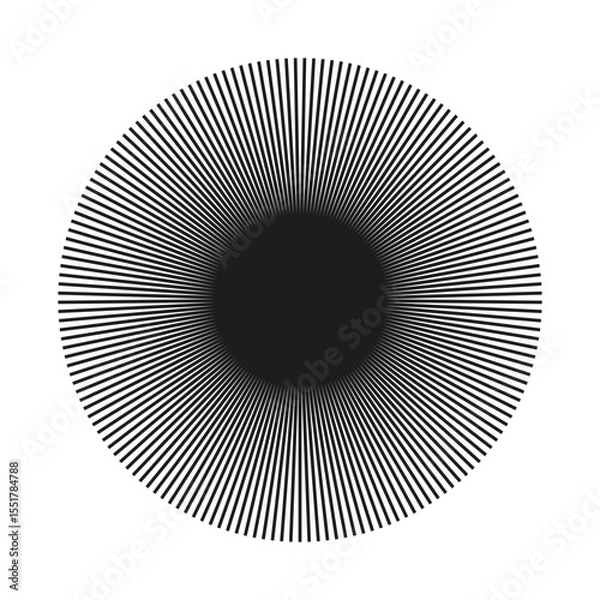 Fototapeta Circular lines element. Spokes with radiating stripes icon. Radial circle lines pattern. Symbol of Sun star rays sample. 