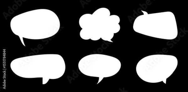 Fototapeta Set of speech bubbles for text. Chatting symbol, templates. Message balloons, stickers, social media chat boxes. Doodle style for. Information, idea, speak sign, quote pattern, dialogue simple frames.