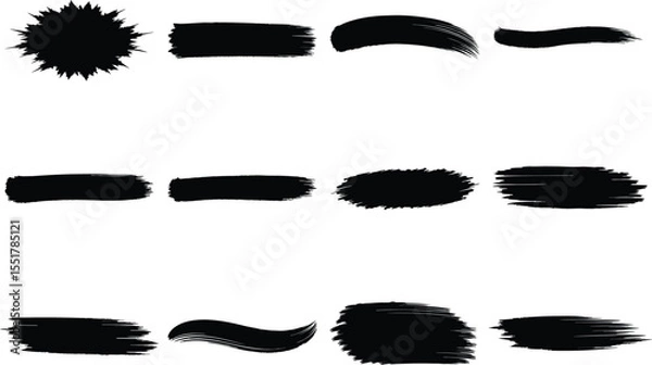Obraz Brush stroke collection on white background for grunge texture, paint, ink, banner or poster design