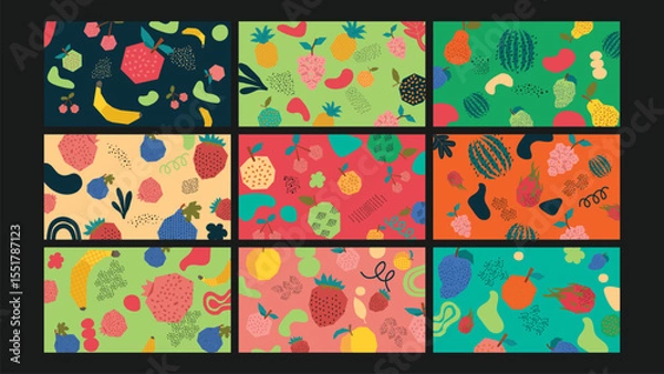 Obraz Fruit seamless colorful background Set