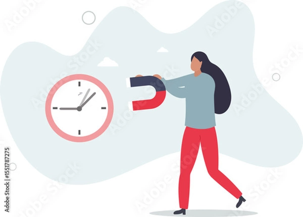 Fototapeta Time management, control business time or work deadline concept. character life .