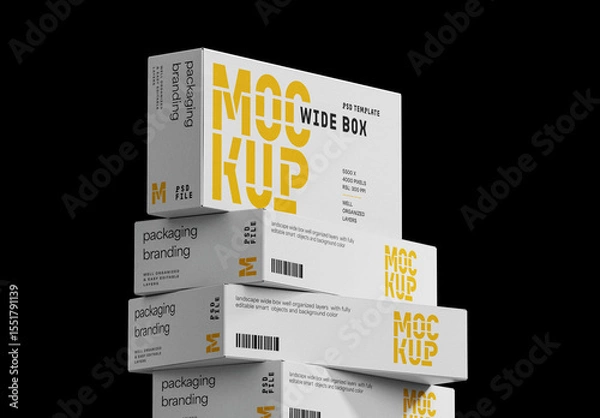 Obraz Stacked Wide Boxes Mockup