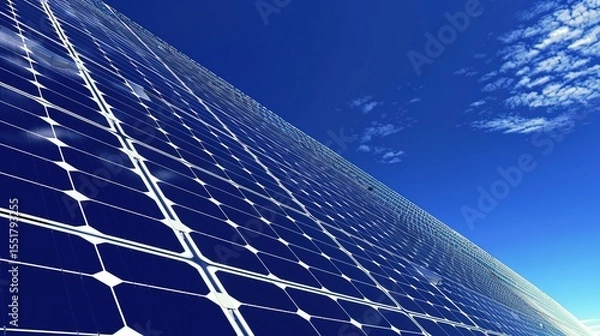 Fototapeta Solar Panel Array Technology Background: High-Resolution 3D Render of Photovoltaic Systems with Realistic Solar Panel Arrays – Ideal for Renewable Energy Projects, Green Technology Visuals, Sustainabl