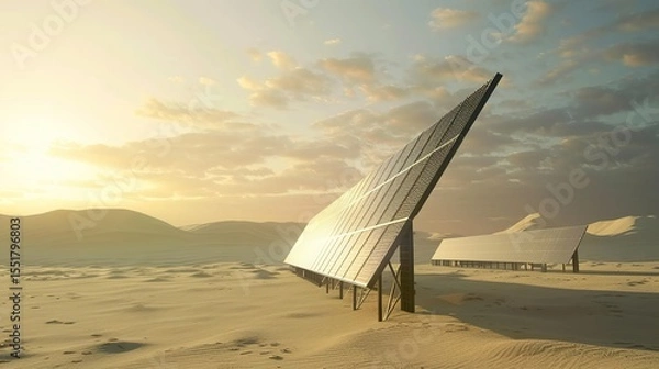 Fototapeta Solar Panel Array Technology Background: High-Resolution 3D Render of Photovoltaic Systems with Realistic Solar Panel Arrays – Ideal for Renewable Energy Projects, Green Technology Visuals, Sustainabl