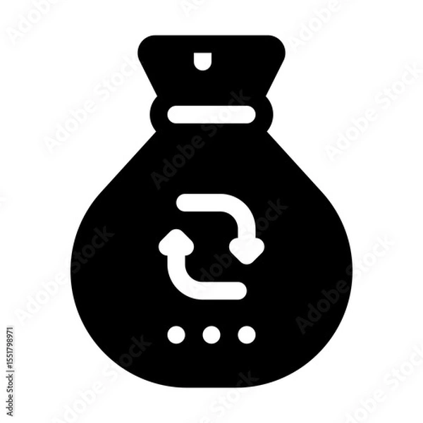 Fototapeta Rubbish Bag Glyph Icon. Single icon, glyph vector icon