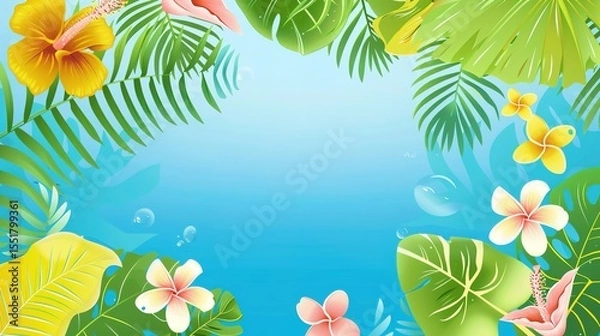 Obraz Summer Tropical Island Style Background Material: Exotic Paradise Scapes, Beach Vibes, and Vibrant Island Aesthetics