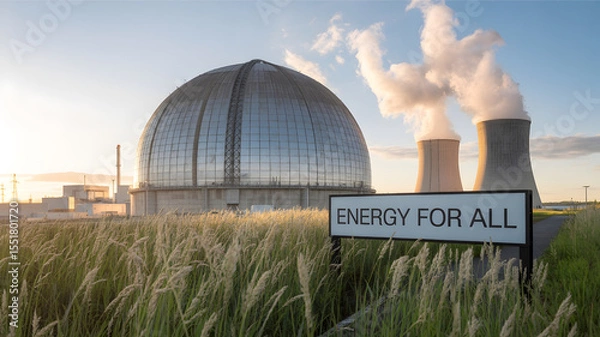 Fototapeta Nuclear power station in a field