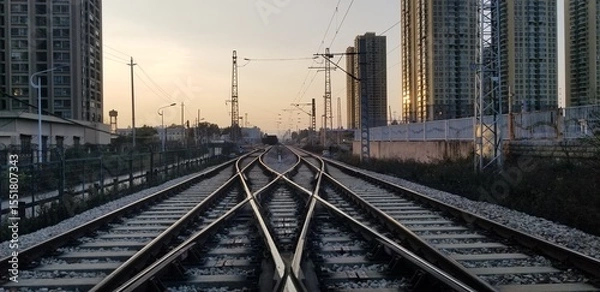 Obraz Complex Railway at Sunset
