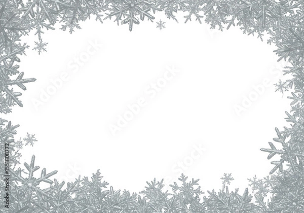 Fototapeta Silver Glitter Border Frame with Sparkle and Shiny Transparent Background