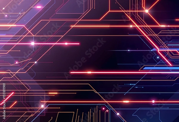 Obraz 未来的ラインを使ったテック系ネオンと光の背景