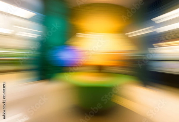 Obraz グラデーションエッジ付きのおしゃれなオフィスシーンなどにモーションブラー効果を付けた背景。ビジネスプレゼンなどの用途に