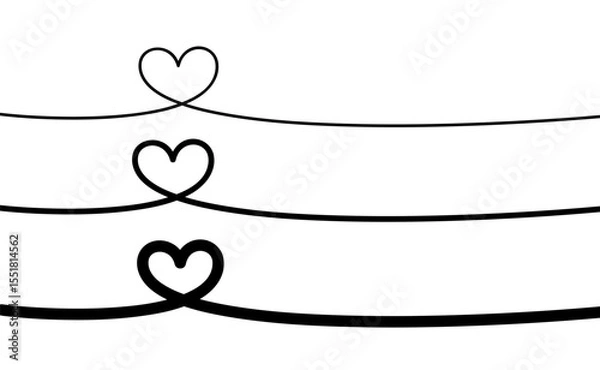 Fototapeta Heart shape. Continuous linear art doodle drawing vector illustration. Love one line symbol.