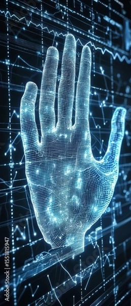 Obraz Futuristic Digital Hand with Network Connections and Data Patterns