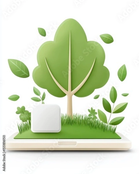 Obraz Digital Concept of Technology and Nature Merging with Green Elements