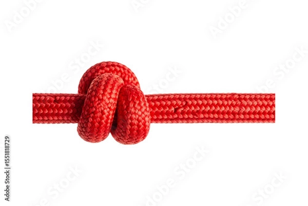Fototapeta Isolated PNG of a Red Rope with a Knot Tied in the Middle Section