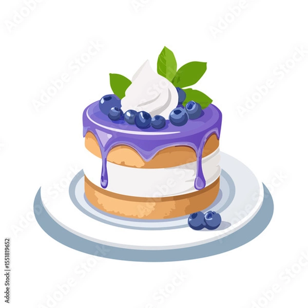 Obraz Delicious Blueberry Cake Illustration for Design Projects