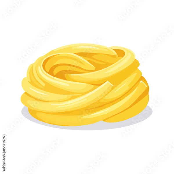 Obraz Cartoon Illustration of a Nest of Tagliatelle Pasta