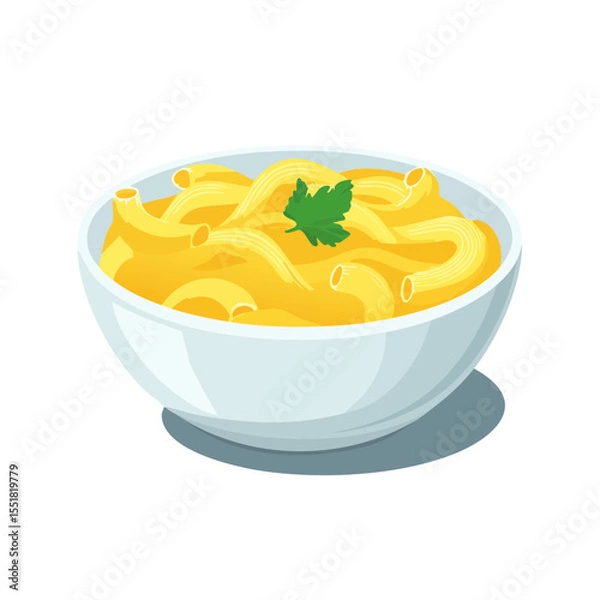 Obraz Bowl of Macaroni and Cheese with Parsley Garnish