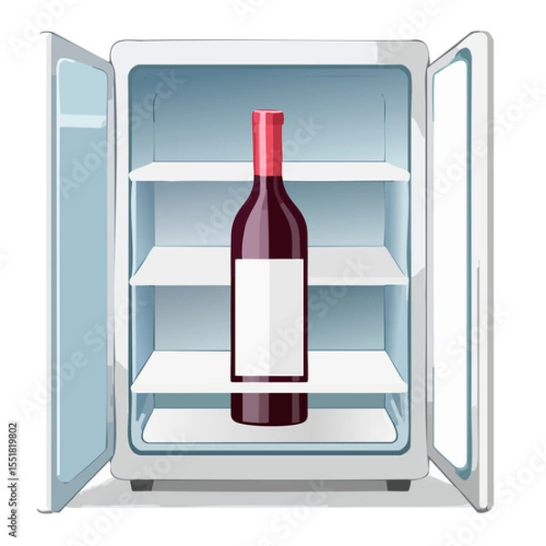 Obraz Wine bottle in fridge vector illustration