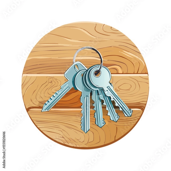Obraz Cartoon Keys on a Wood Plank Background