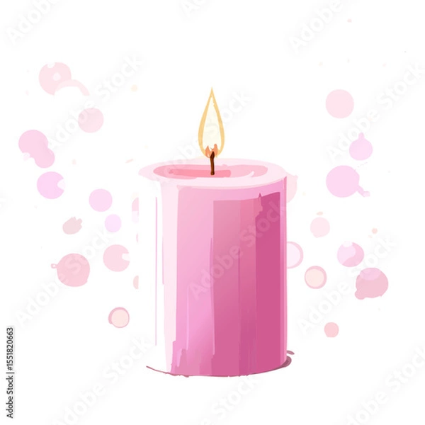 Obraz Pink Candle Illustration with Abstract Shapes - Symbol of Relaxation