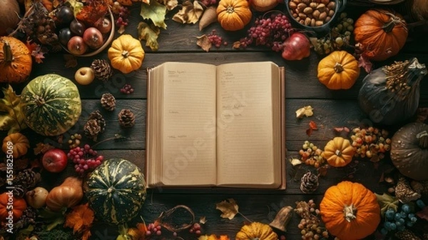 Fototapeta 3D render of Thanksgiving recipe book