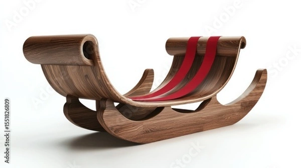 Fototapeta 3D render of wooden sled with ribbons