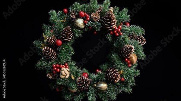 Fototapeta 3D render of wreath with all-season items