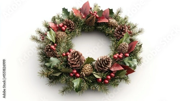 Fototapeta 3D render of wreath with all-season items