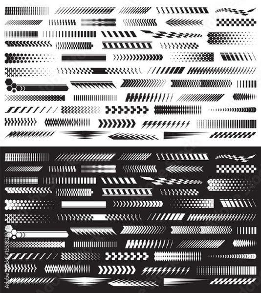 Obraz Set checkered flag designs, racing stripe speed, finish line motorsport