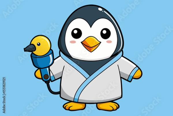 Obraz Cute penguin in bath robe