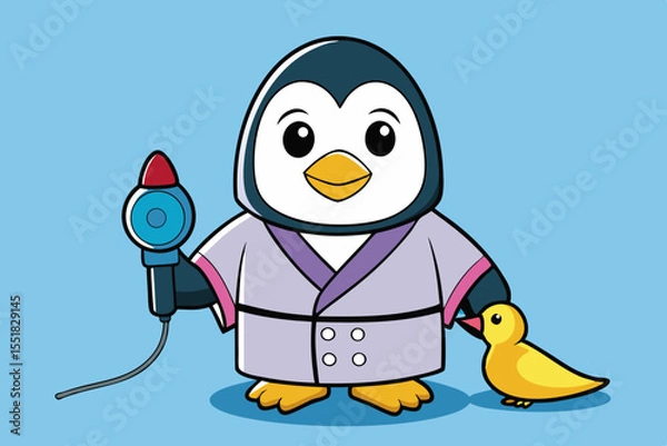 Obraz Cute penguin in bath robe