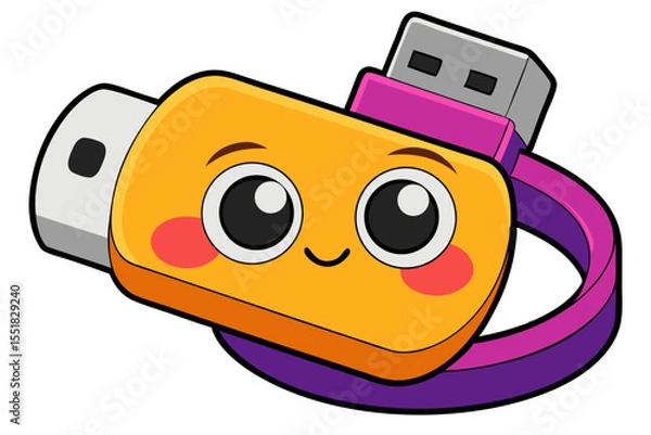 Obraz funny cartoon pendrive
