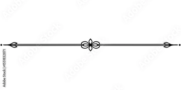 Fototapeta Decorative straight horizontal divider for text and cards, isolated vector image on a transparent background  