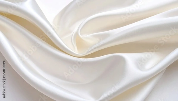 Obraz Luxurious white silk fabric texture, smooth, elegant background for design flowing,