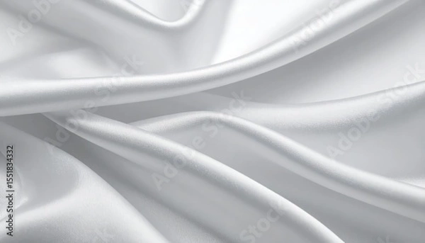 Obraz Luxurious white silk fabric background, smooth, flowing texture for elegant designs