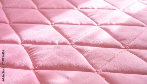 Obraz Inviting pink quilted bed with plush white pillow, a cozy retreat for relaxation and peaceful sleep