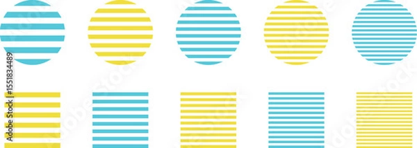 Fototapeta イラスト素材：ストライプ・ボーダーの幾何学模様　ベクター　Striped and border pattern isolated illustration set.