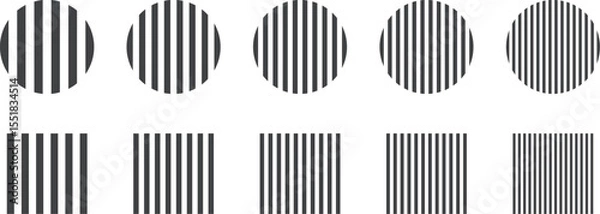 Fototapeta イラスト素材：ストライプ・ボーダーの幾何学模様　ベクター　Striped and border pattern isolated illustration set.