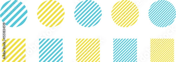 Fototapeta イラスト素材：ストライプ・ボーダーの幾何学模様　ベクター　Striped and border pattern isolated illustration set.