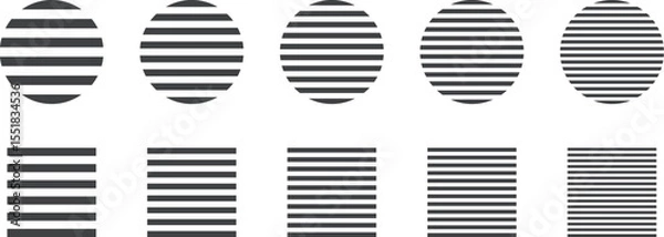 Fototapeta イラスト素材：ストライプ・ボーダーの幾何学模様　ベクター　Striped and border pattern isolated illustration set.
