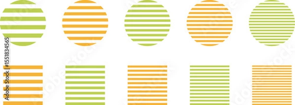 Fototapeta イラスト素材：ストライプ・ボーダーの幾何学模様　ベクター　Striped and border pattern isolated illustration set.