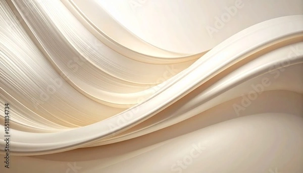 Obraz Flowing white wave on minimalist bright background, a seamless abstract design smooth