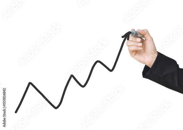 Obraz Hand drawing growth graphs of financial indicator and accounting market economy analysis chart, business strategy concept.